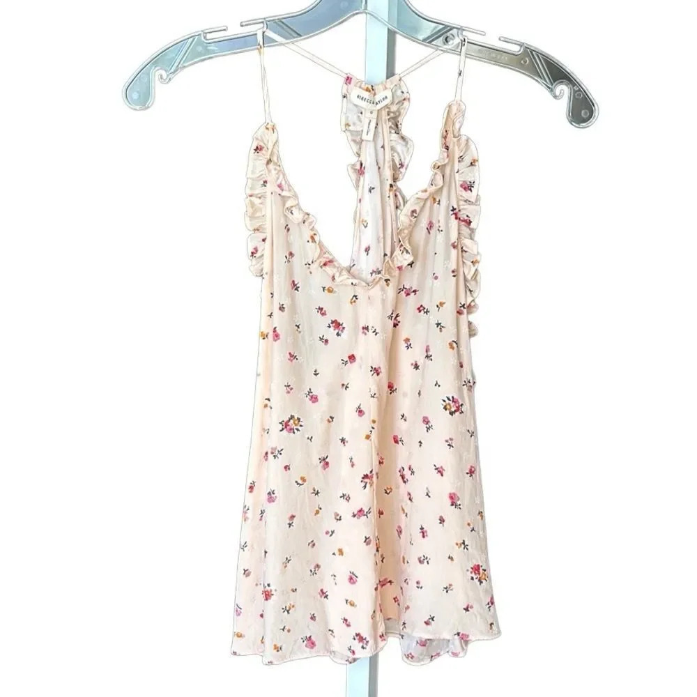 Rebecca Taylor, ‘Mia’ Floral Print Silk Ruffle Camisole In Ballet, Size 0, Pink - Picture 2 of 7